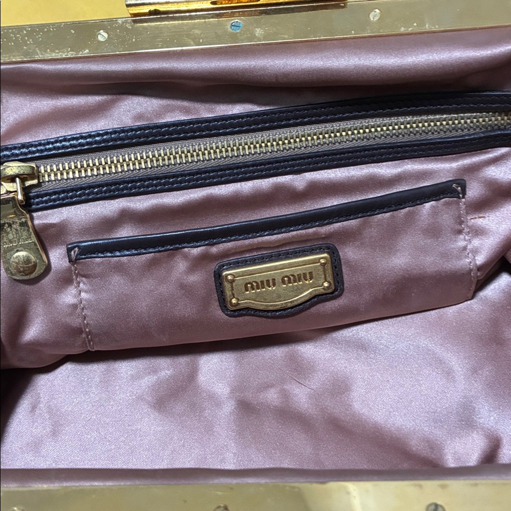 Miu Miu Brown Mink Fur Oversized Clutch with Gold Handle Accent & Brown Strap - Picture 10 of 14